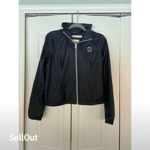 Hollister Women's Windbreaker Jacket Blue Hooded Size L Casual Outdoor